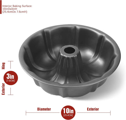 KITESSENSU Set of 2 Non-Stick 9 inch Cake Pans, 12 Cups Premium Fluted Heavy Duty Carbon Steel Baking Mold
