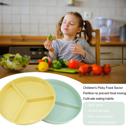 falichchch 9.6-Inch Large Multicolor Wheat Straw Divided Plates – 9PCs Unbreakable 3-Compartment Plates for Portion Control & Healthy Eating Microwave & Dishwasher Safe – Eco-Friendly & Reusable