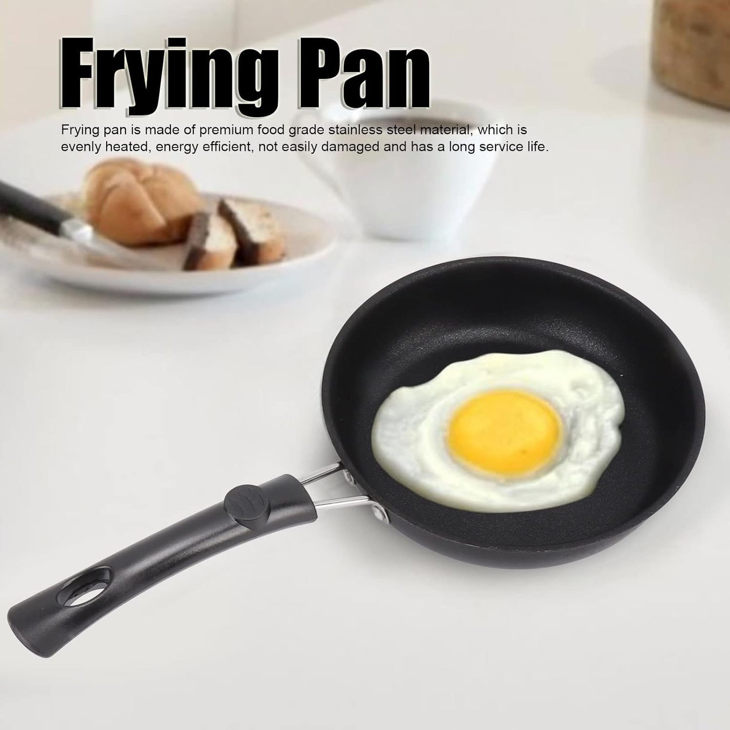 Nonstick Frying Pan, Professional Stainless Steel Omelet Pan, Dishwasher Safe, 16cm