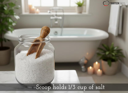 Olive Wood Bath Salt Scoop – 5 Inch Long Wooden Luxury Spoon for Epsom Soaks, Kitchen and Pantry – Large Size