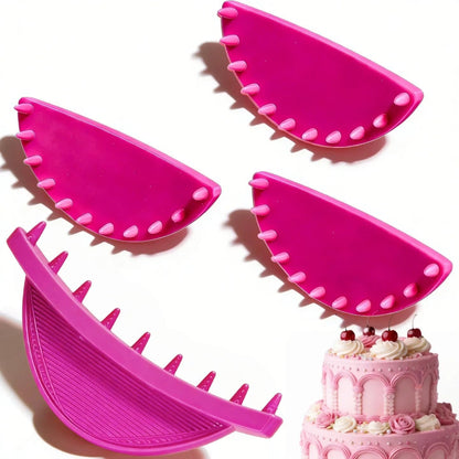 4 PCS Cake Piping Guide Tool, Cake Arch Guide Tool, Ruffle Guide Stencil, Cake Decorating Tools, Cake Ruffle Marker (2 PCS 6'' + 2 PCS 10'') for Cakes