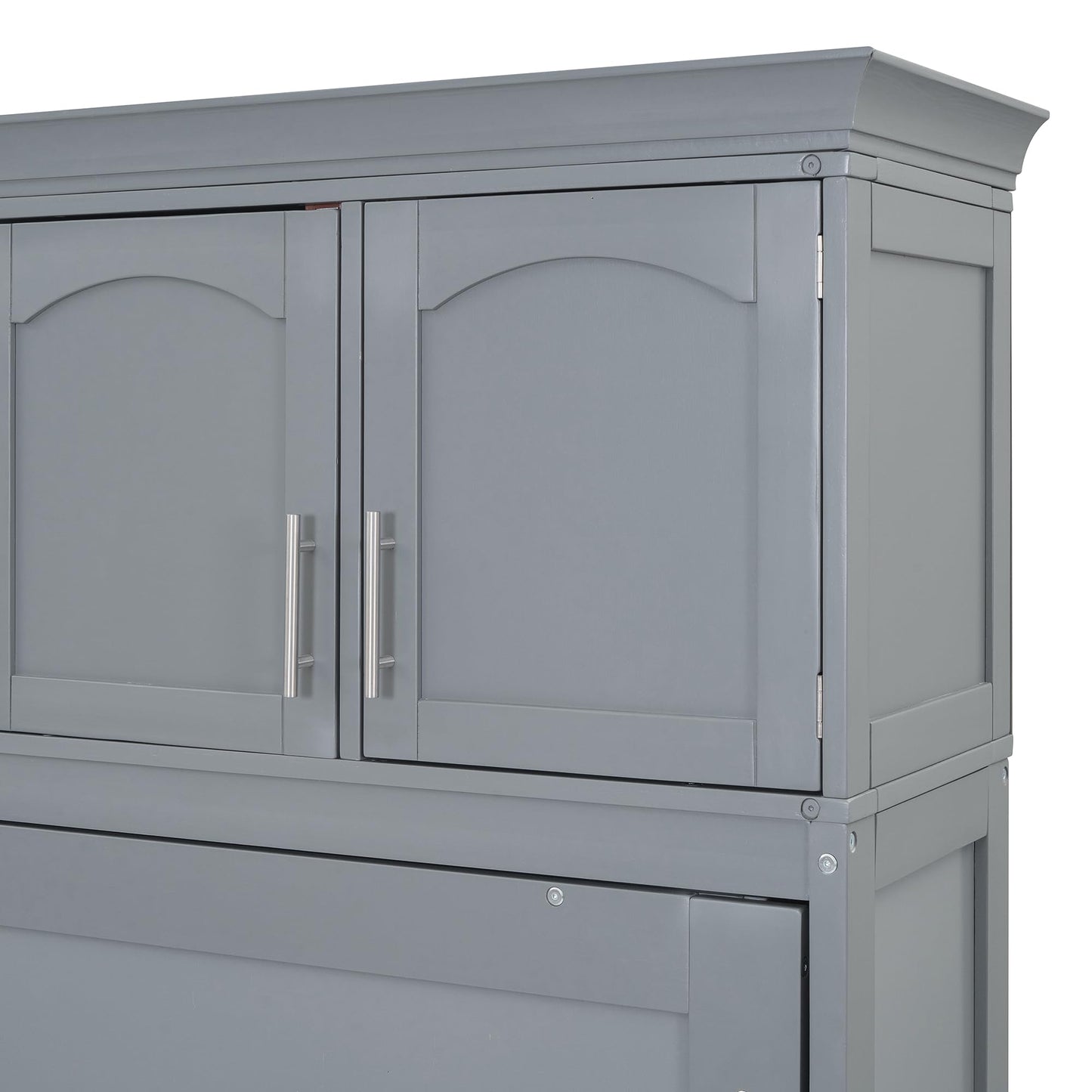 Ball & Cast Queen Size Murphy Bed Wall Cabinet Bedframe,can be Folded,Hideaway Chest with Top Storage Lockers,Wood Platform Furniture for Guest Room,Study,Office,Gray