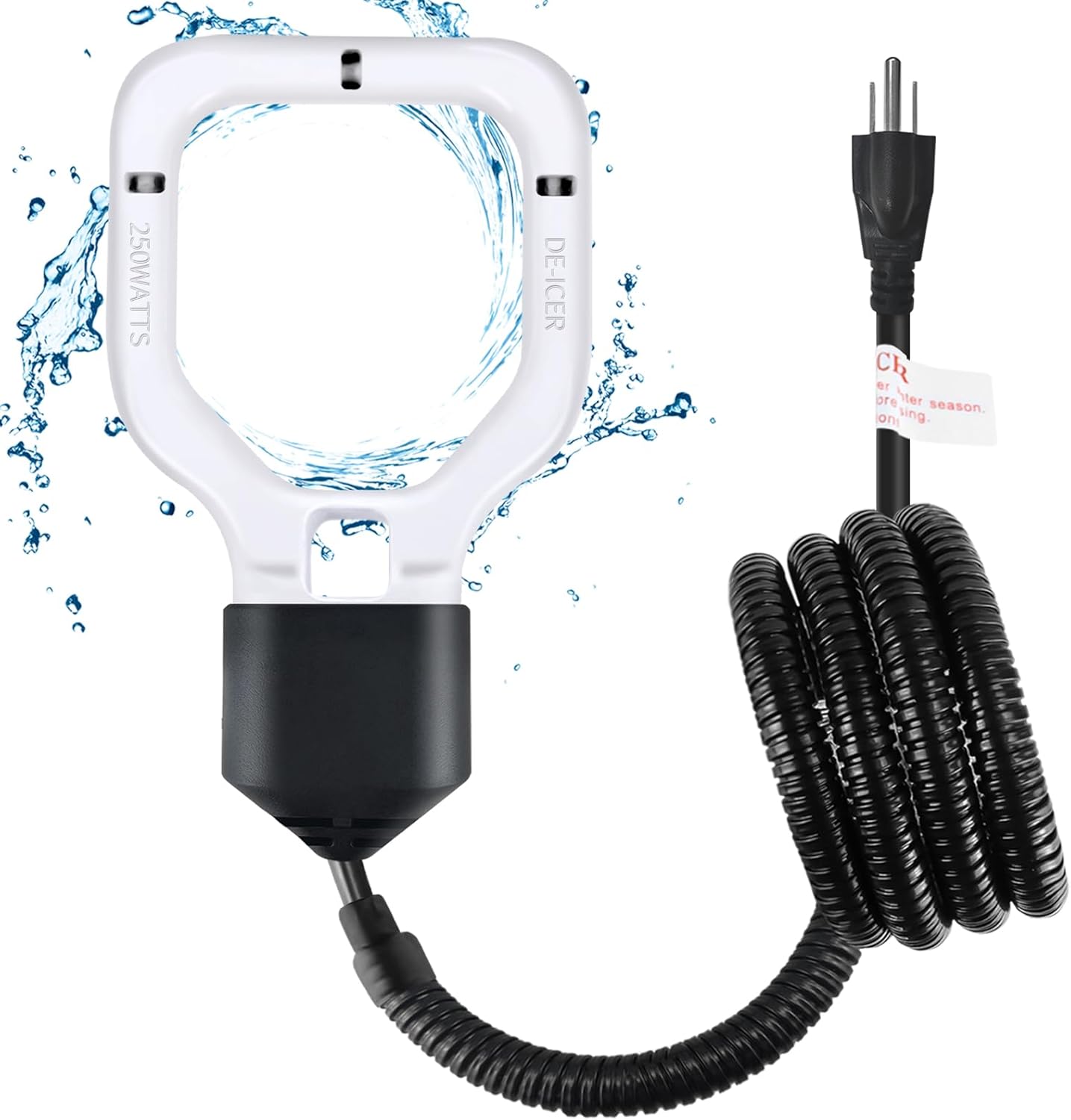 250 Watt Bird Bath Heater, Cast Aluminum Submergible Farm De-Icer Thermostatic Control Chicken Water Heater, Bird Bath