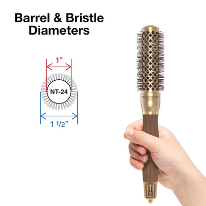 Olivia Garden NanoThermic Ceramic + Ion Round Thermal Hair Brush - Not Electrical - Professional Blowout Brush for Normal to Thick Hair