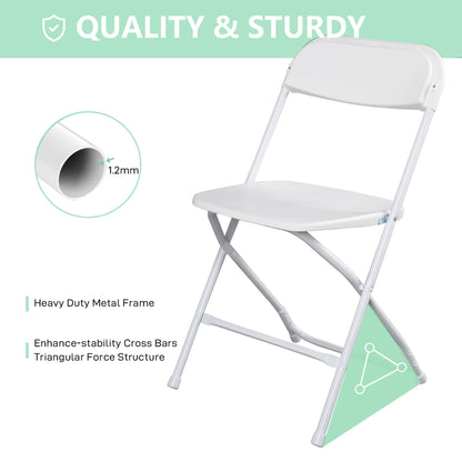 OLLODOT 20 Pack White Folding Chairs with 350-LBS Capacity, Foldable Portable Indoor Outdoor Chairs, Stackable Commercial Seat with Steel Frame for Office, Party, Events, Wedding, Kitchen &Dinning