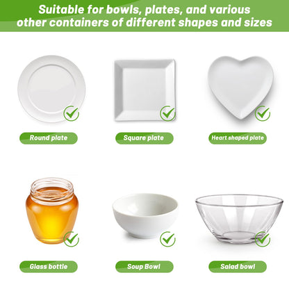 Sublaga 200Pcs Reusable Plastic Bowl Covers - 5 Sizes With Elastic, Food Grade Safe Material