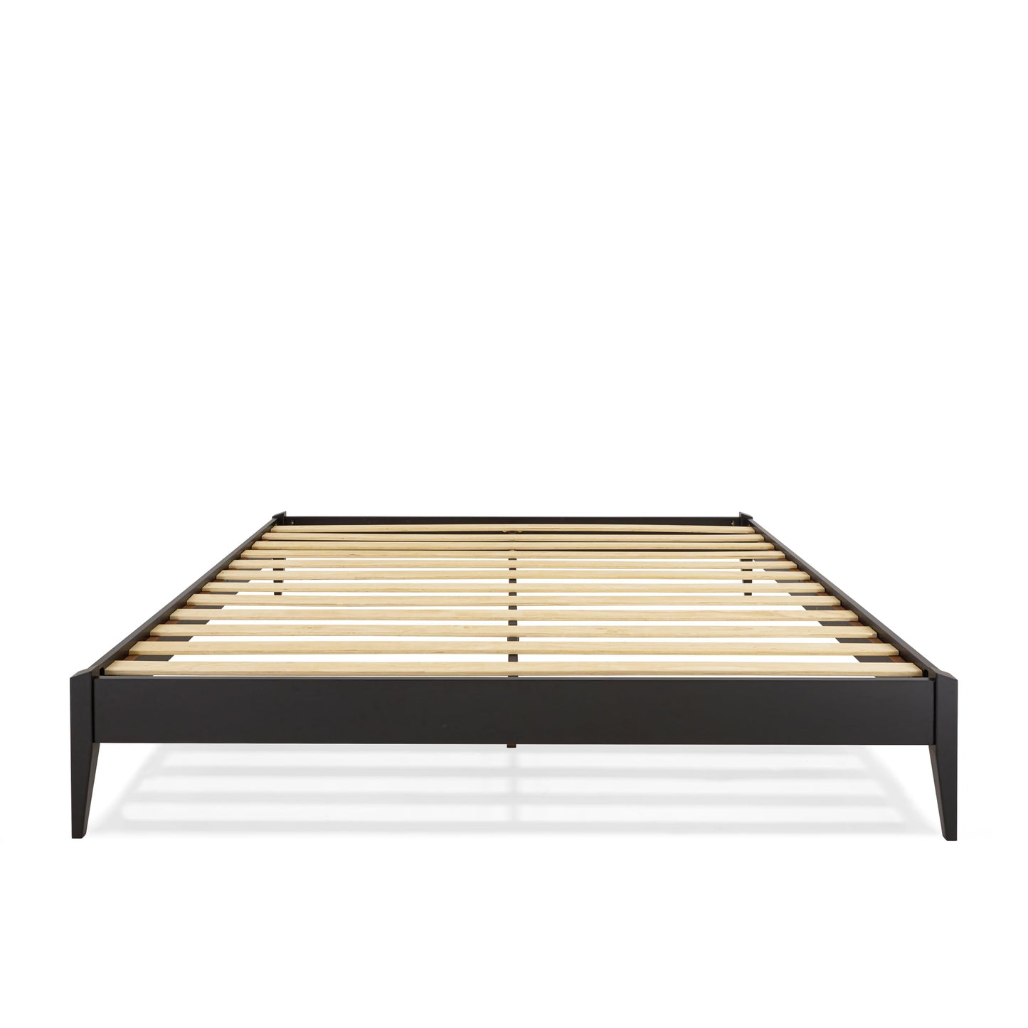 Bme Dinkee King Platform Bed Frame Wood 15 Inch - Solid Wood Bed Frame - Modern & Minimalist Style - 12 Strong Wood Slat Support - Easy Assembly - No Box Spring Needed - Black