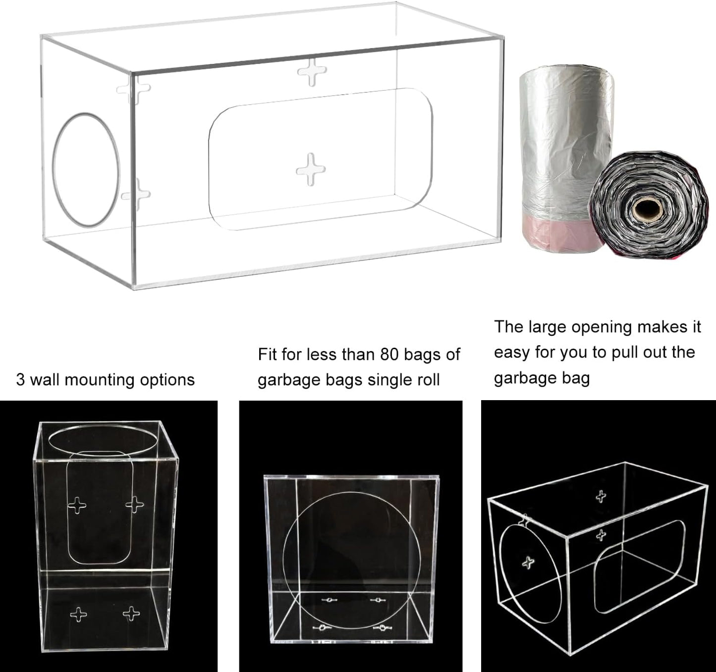 Oloxayi (10 6.3 6.3 inches) Extra Large Trash Bag Dispenser for Kitchen Cabinet,Wall Mount Trash Bag Dispenser Roll