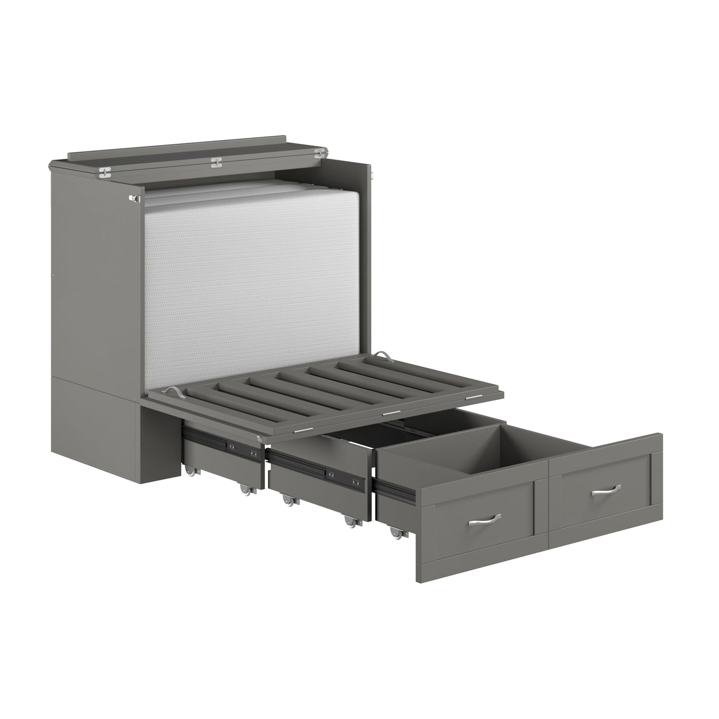 AFI, Hamilton Twin XL Murphy Bed Chest with 6" Mattress, Storage Drawer, and Built-in USB Charger, Grey