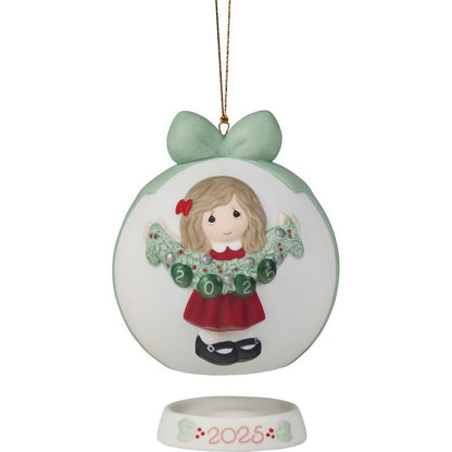 Precious Moments Deck The Halls 2025 Dated Girl Ornament Bisque Porcelain 2025 Ball Keepsake 251003