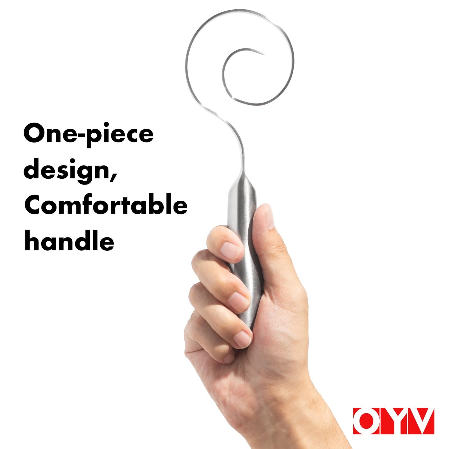 OYV Seamless Dough Whisk, 18/10 Stainless Steel Danish Dough Wisk, 9" Bread Whisk for Sourdough, Cookies, Pizza, Pastry, Dishwasher Safe Dough Hook