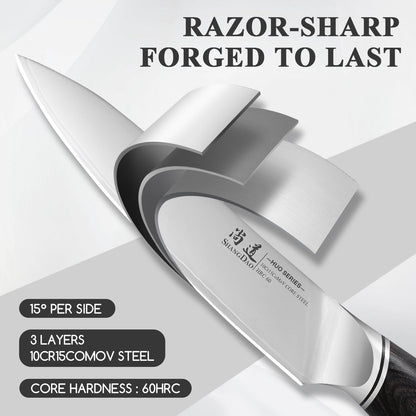 SHANGDAO Utility Knife, 6 Inch Small Kitchen Chef Knife, Ultra Sharp 3 Layers VG10 Alloy Steel, Multipurpose Paring Knife for Fruit and Vegetable Cutting with Wooden Handle, Gift Box