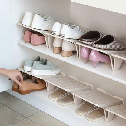 4 10 8.7 4.7", Closets, Pcs Stacking Shoe Organizer for Shelf x in Double Layer Space Saving Shoe Dividers for Shelves