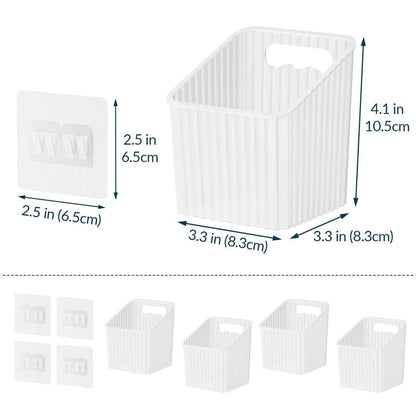 NiHome 4-Pack Plastic Wall Mount Storage Caddy for RV/Camper Storage and Organization, Self Adhesive Cabinet Door Organizer for Bathroom/Kitchen, Camper Must Haves & Small Item Organization