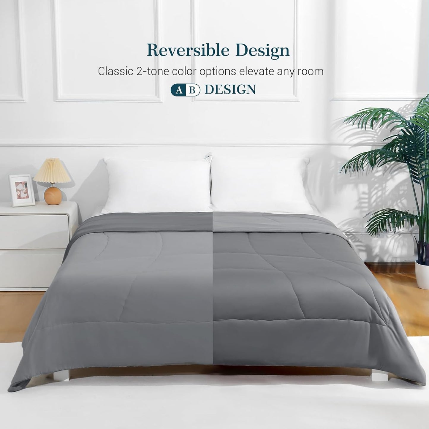 Elegear Cooling Comforter Twin, Absorbs Body Heat, Japanese Arc-Chill 3.0 Fabric, Hypo-Allergenic, Gray