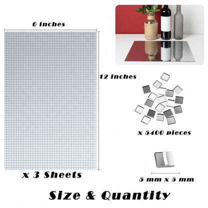 16200-Piece Self-Adhesive Disco Ball Mosaic Tiles, 5x5mm Square Mirror Glass Tiles for DIY Crafts, Art Projects and Party Decor (Silver)