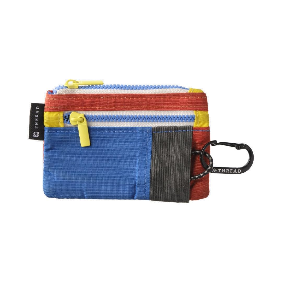 Thread Wallets Pouch Wallet – Compact Zip Wallet with Clear ID Window, Coin & Card Pockets, and Key Stash – Lightweight Rip-Stop Travel Wallet for Men & Women (Color Block)