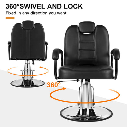 Artist hand Barbers Chairs, Heavy Duty Hydraulic Reclining Salon Chair Spa Furniture Reclining Extra Wider Seat Beauty Hair Salon Equipment(Black)
