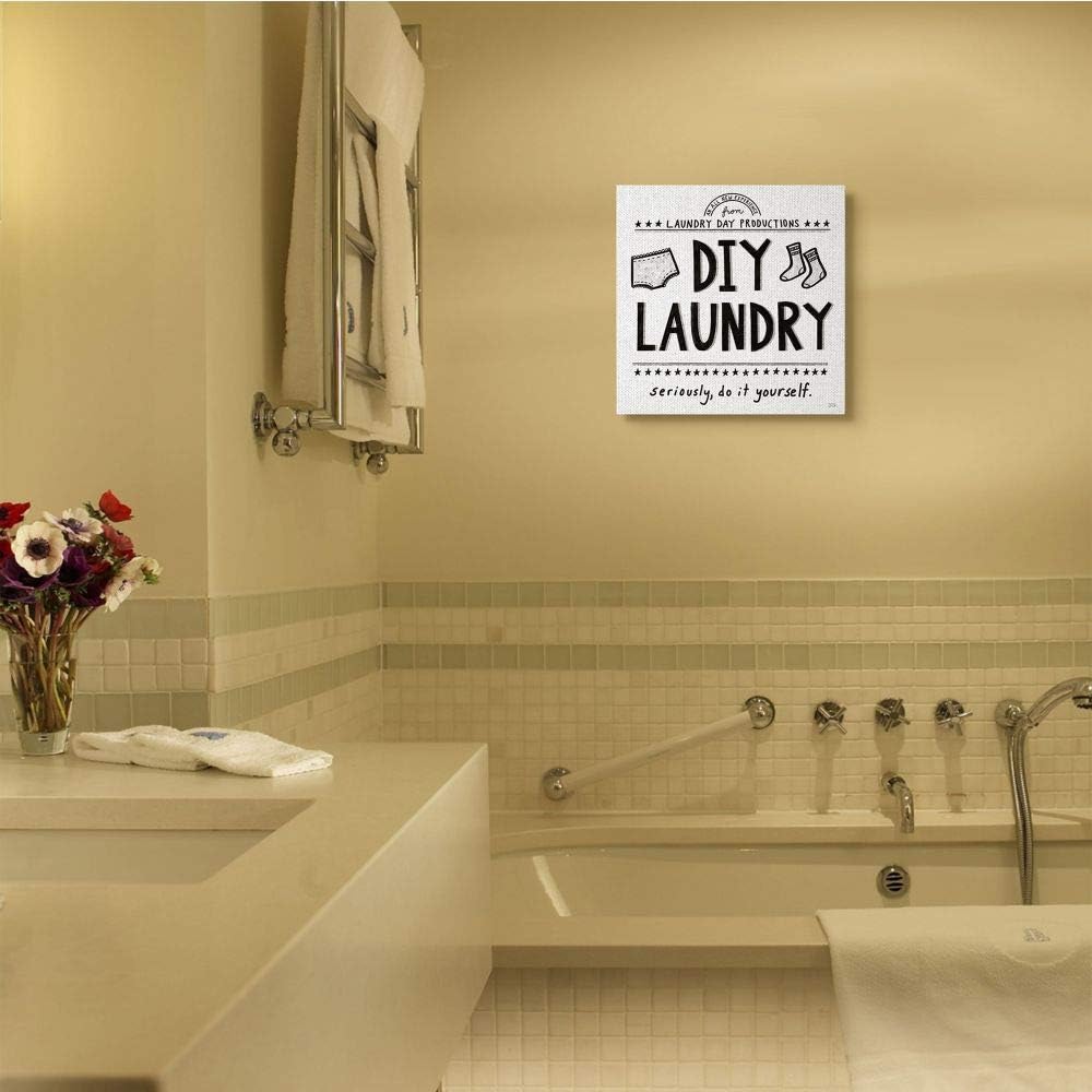 Stupell Industries Sassy DIY Laundry Sign, Family Cleaning Home Chores Canvas Wall Art, 17x17, White