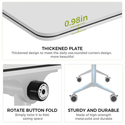STEHEMO Folding Conference Room Tables, Conference Table with Wheels, Modern Modular Mobile Training Table, Flip Top Meeting Table, Space Saving, for Seminar, Office, Classroom,47IN,8