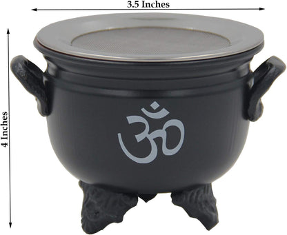 Large Metal Charcoal Incense Burner, OM Design