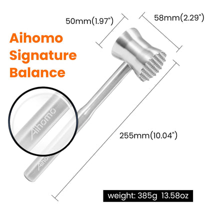Aihomo 304 Stainless Steel Meat Tenderizer Mallet, Meat Hammer Dishwasher Safe with Storage Bag & Gift Box, Dual Sided Chicken Pounder for Steak, Beef, Poultry, Heavy Duty Kitchen Mallet