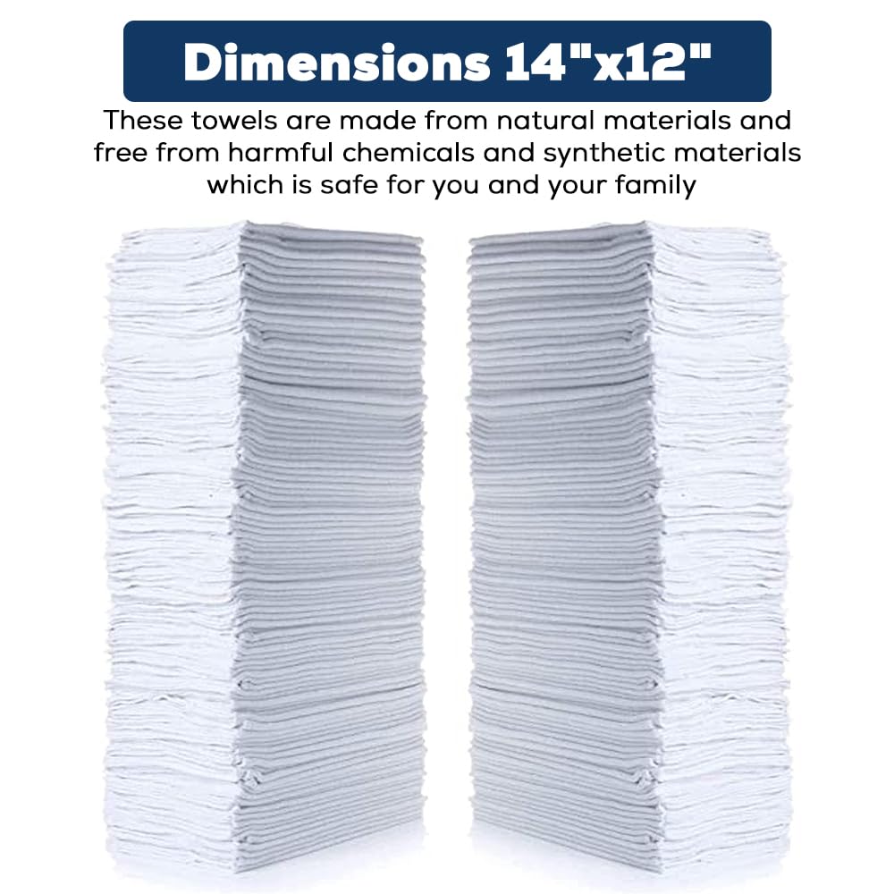 Simpli-Magic Cotton Shop Towels 14"x12" (145 Pack) – Reusable Cleaning Shop Rags for Automobiles, Industries, Garage and Homes (White)