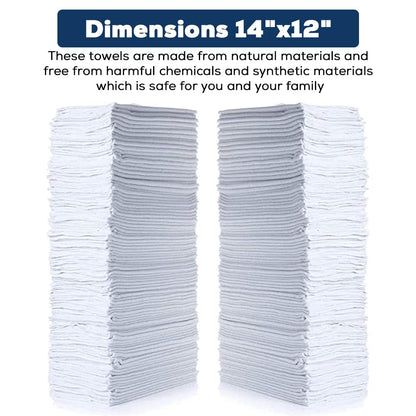 Simpli-Magic Cotton Shop Towels 14"x12" (145 Pack) – Reusable Cleaning Shop Rags for Automobiles, Industries, Garage and Homes (White)