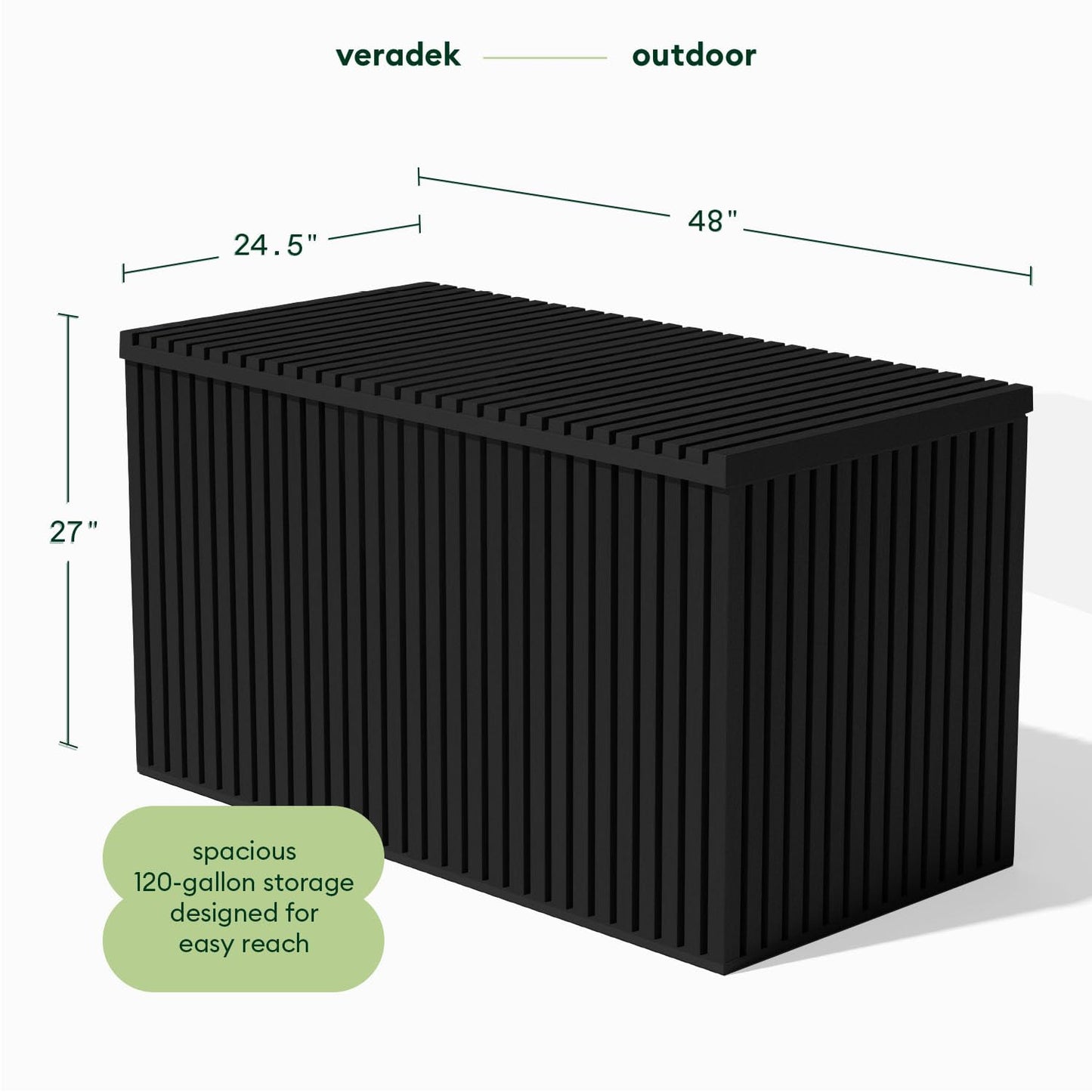 Veradek Everything Deck Box 120 Gallon | Lockable Storage Box and Organization for Patio Furniture, Outdoor Cushions, Throw Pillows, and Garden Tools
