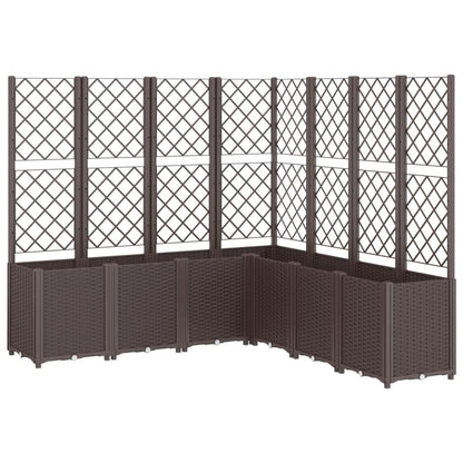 FUDUGEHMIOFWFJJ Large Modular Garden Planter with Trellis for Climbing Plants, 63x63x55 Inch UV Resistant Brown Polypropylene Outdoor Raised Bed for Patio, Balcony, Terrace