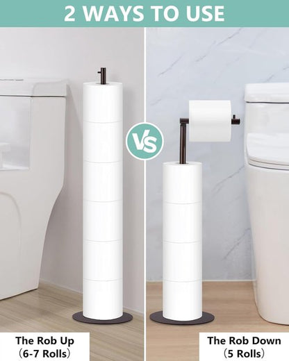 Housen Solutions Toilet Paper Holder Stand - Modern Free-Standing Design for 4 Spare Rolls - Oil Rubbed Bronze