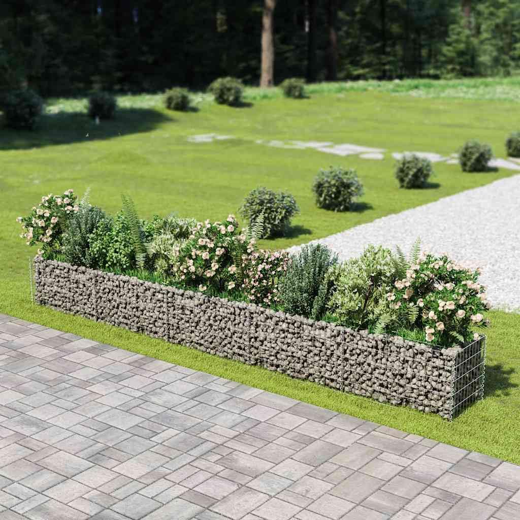 Tmriohed Galvanized Steel Large Outdoor Planter Box 177.2 x 19.7 x 19.7 in Silver Gabion Raised Bed Garden Box for Patio Yard Landscaping