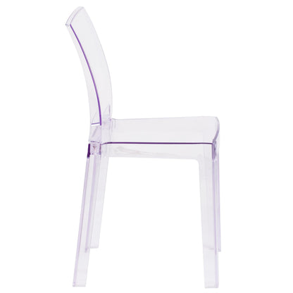 Flash Furniture McKenna 4 Pack Ghost Chair with Square Back in Transparent Crystal