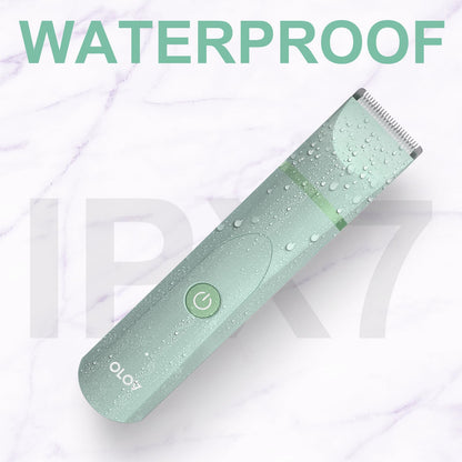 OLOV Electric Body Hair Trimmer - Groin Trimmer for Men - Bikini Trimmer Women - Wet/Dry Shaver Groomer, Replaceable Ceramic Blade Heads, USB Recharge Dock, Waterproof Hygiene Razor,Black