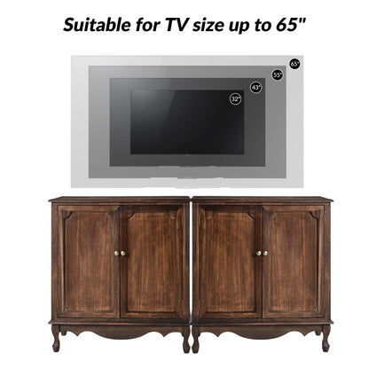 The support you need Solid Wood Sideboard with Adjustable Feet, 2 Shelves Storage Accent Cabinet with Double Doors, Farmhouse Buffet for Living Room, Dining Room & Entryway, Walnut