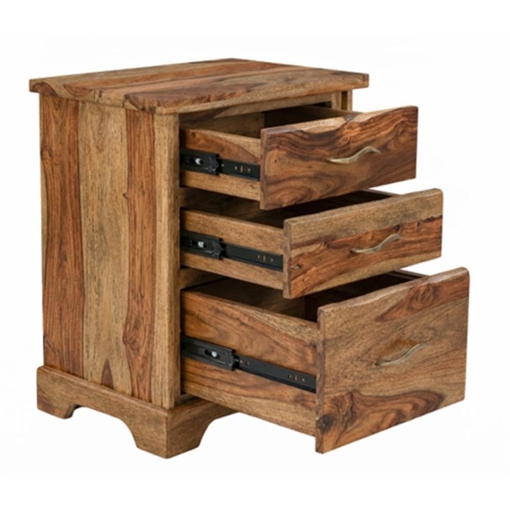 Taran Designs Darcy 3-Drawer Live Edge Solid Wood Filing Cabinet in Brown