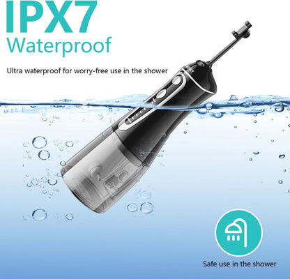 Water Flosser,Water Dental Flosser Pick for Teeth,Grinest 7 Modes Rechargeable Cordless Oral Irrigator Portable IPX7 Waterproof Tooth flossers for Home Travel-Black