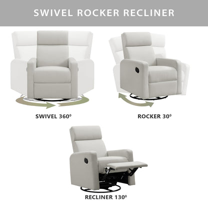 Oxford Baby Layton Manual Upholstered Glider Recliner Rocking Chair 360° Swivel for Nursery and Living Room – Oatmeal