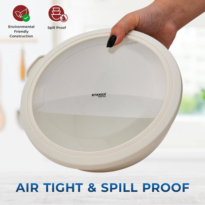 Bakken Master 12 Piece Plastic Nesting Bowls with Lids - Mixing Bowls Set includes 6 Prep Bowls and 6 Lids, BPA-Free, Reusable Meal Prep Containers, Microwave, Freezer & Dishwasher Safe, White Cream