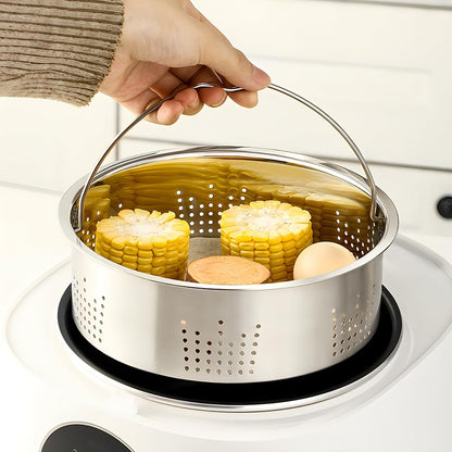 Stainless Steel Vegetable Steamer Basket, Insert Steaming Rack with Handle, Mesh Steaming Basket Holder Trio Separator Set for Pressure Cooking(SIZE:21 * 13cm)