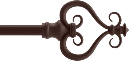 Kenney KN65406 Serena Large Plastic Heart Scroll End Curtain Rod, 28-48" Adjustable, Chocolate Finish