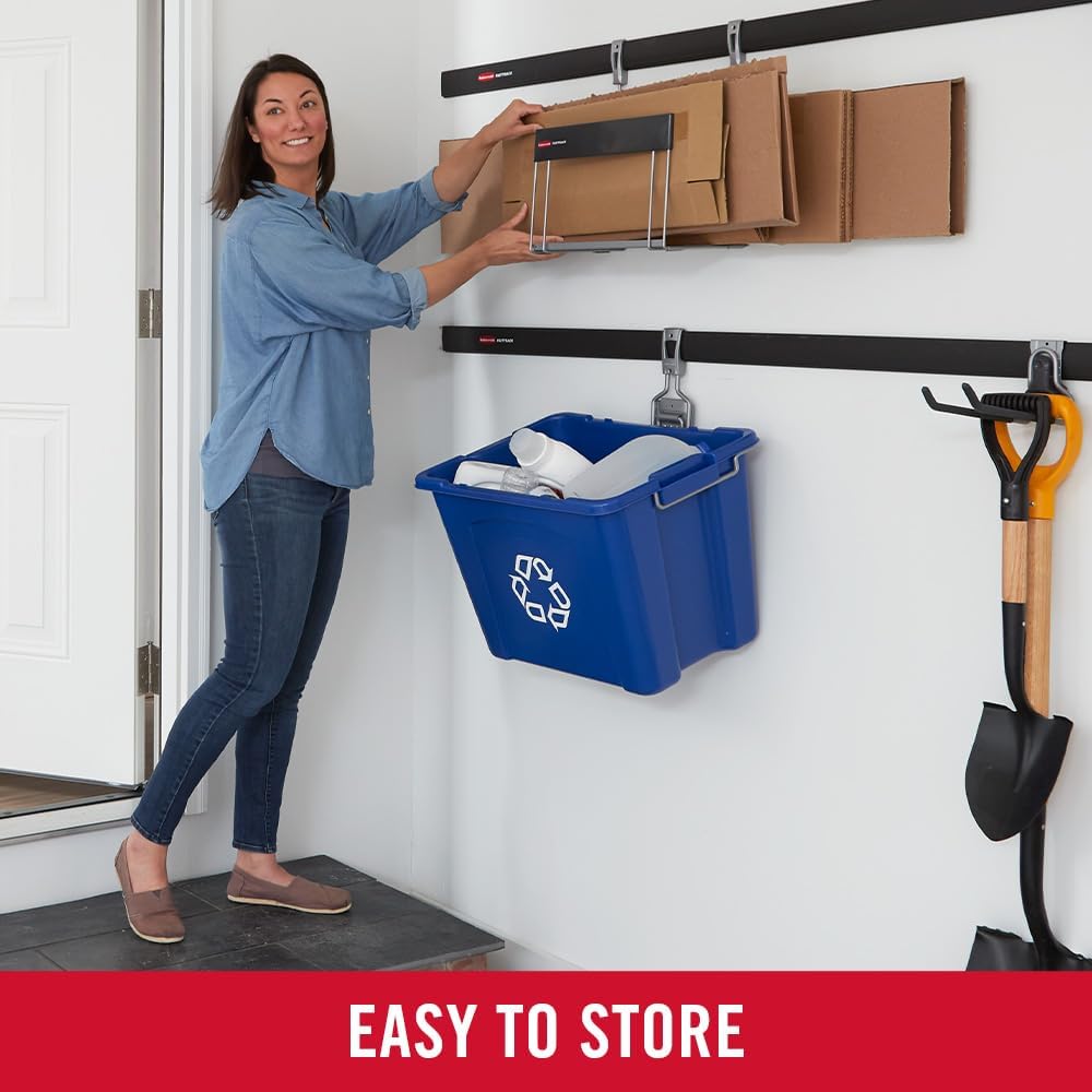 Rubbermaid Garage FastTrack Wall Mounted Recycling Holder, Recycled Cardboard System Holds up to 20 Pounds, Satin Nickel