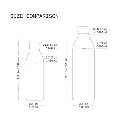 aarke To-Go Bottle - Stainless Steel Insulated Travel Water Bottle with Lid, Reusable 24 Hour Carbonation, Compatible with Only Carbonator 3, 650 mL/22 fl oz
