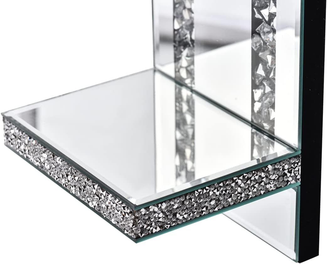 Aeveco Set 2, 4)) Crystal Crush Diamond Mirrored Candle Sconces, Silver Wall Candle Holder of Wall Decorations