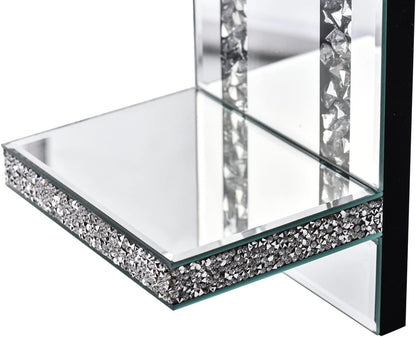 Aeveco Set 2, 4)) Crystal Crush Diamond Mirrored Candle Sconces, Silver Wall Candle Holder of Wall Decorations