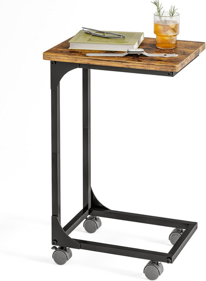 Fixwal TV Tray, C Table, C Shaped Side Table with Wheels for Couch, Coffee Tables for Living Room Sofa End Table
