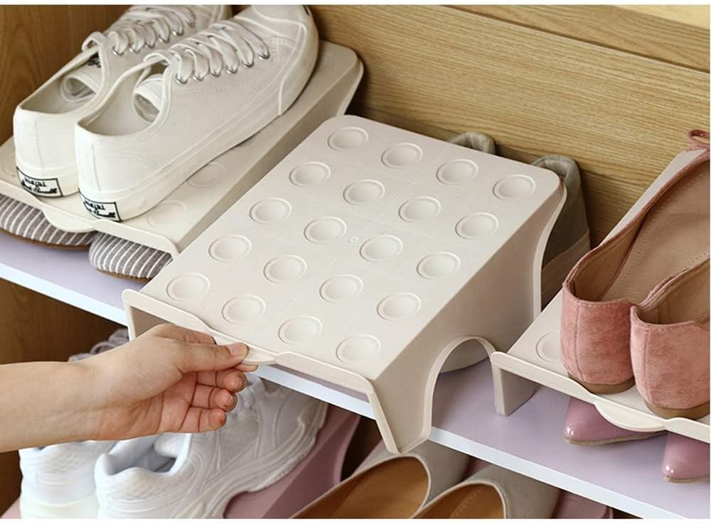 4 10 8.7 4.7", Closets, Pcs Stacking Shoe Organizer for Shelf x in Double Layer Space Saving Shoe Dividers for Shelves