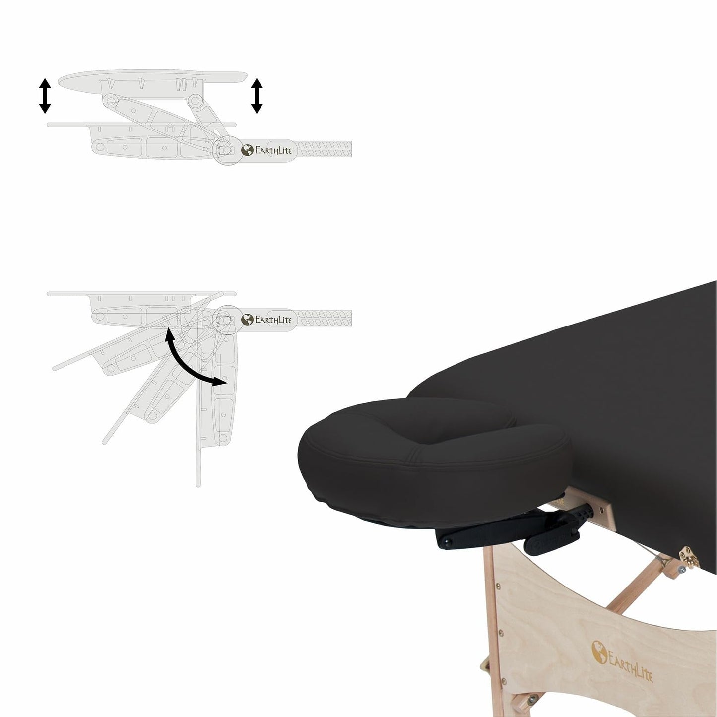 EarthLite Harmony DX Portable Massage Table Package, Includes Table + Face Cradle + Carrying Case, 30" x 73, Black