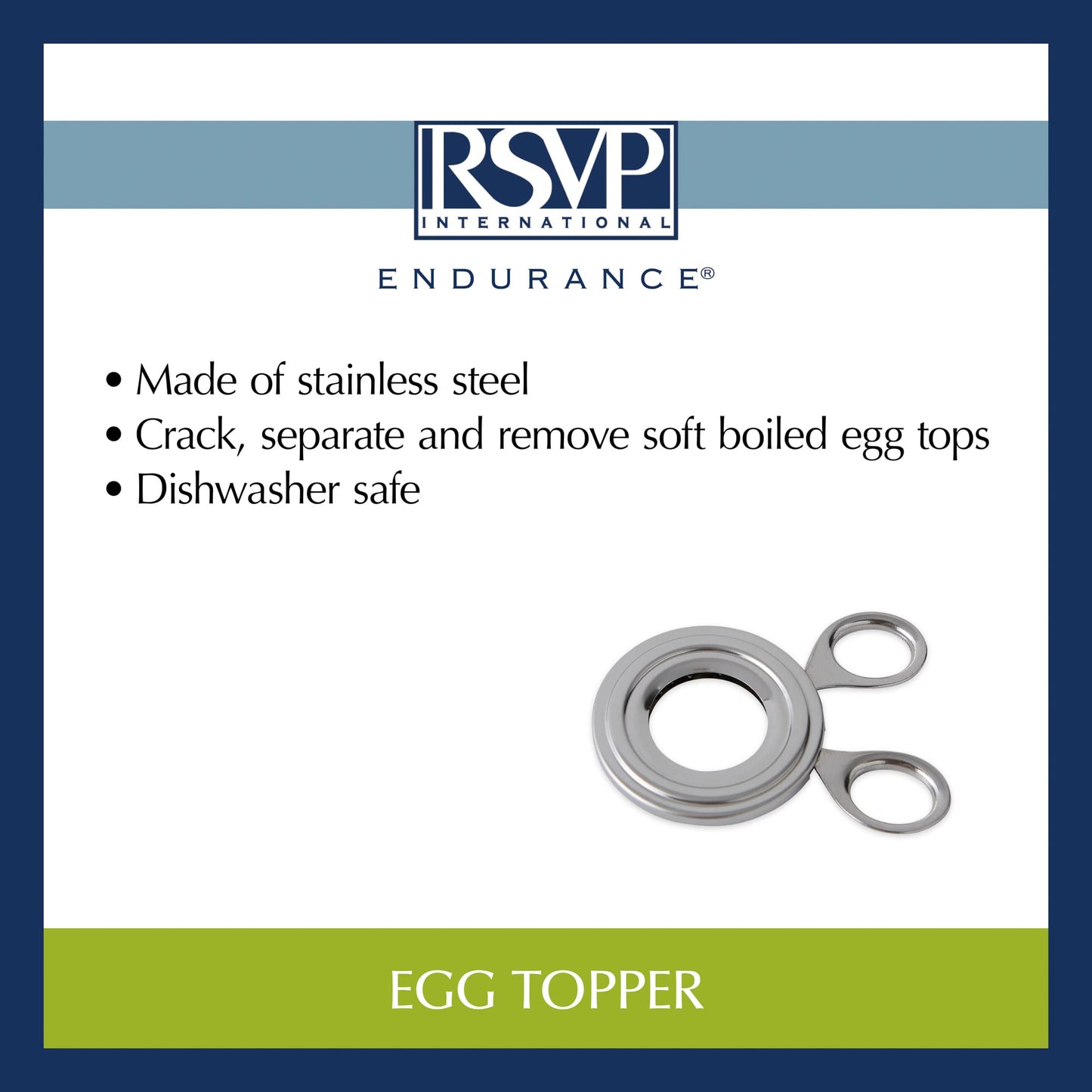 RSVP International Endurance Kitchen Tool Collection Durable & Easy to Clean, Dishwasher Safe, Egg Topper, Stainless Steel