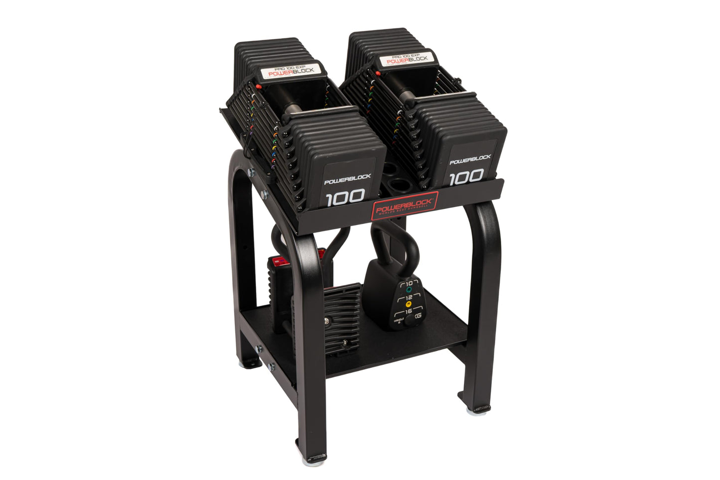 PowerBlock Home Rack Stand, Dumbbell Rack & Weight Rack With Tray, Supports Dumbbells up to 100 lbs, Durable Steel Construction, Home Gym Strength Training, Innovative Workout Equipment